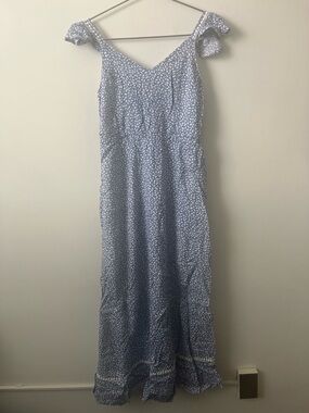 Japna Light Blue Floral Maxi Dress with Ruffle Straps